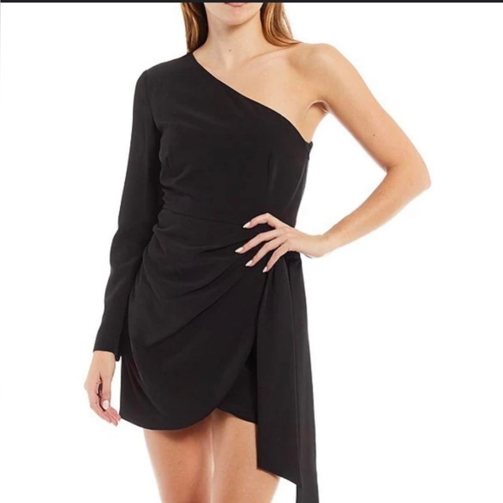 Gianni Bini Black One-Shoulder Long Sleeve Cocktail Dress size 4